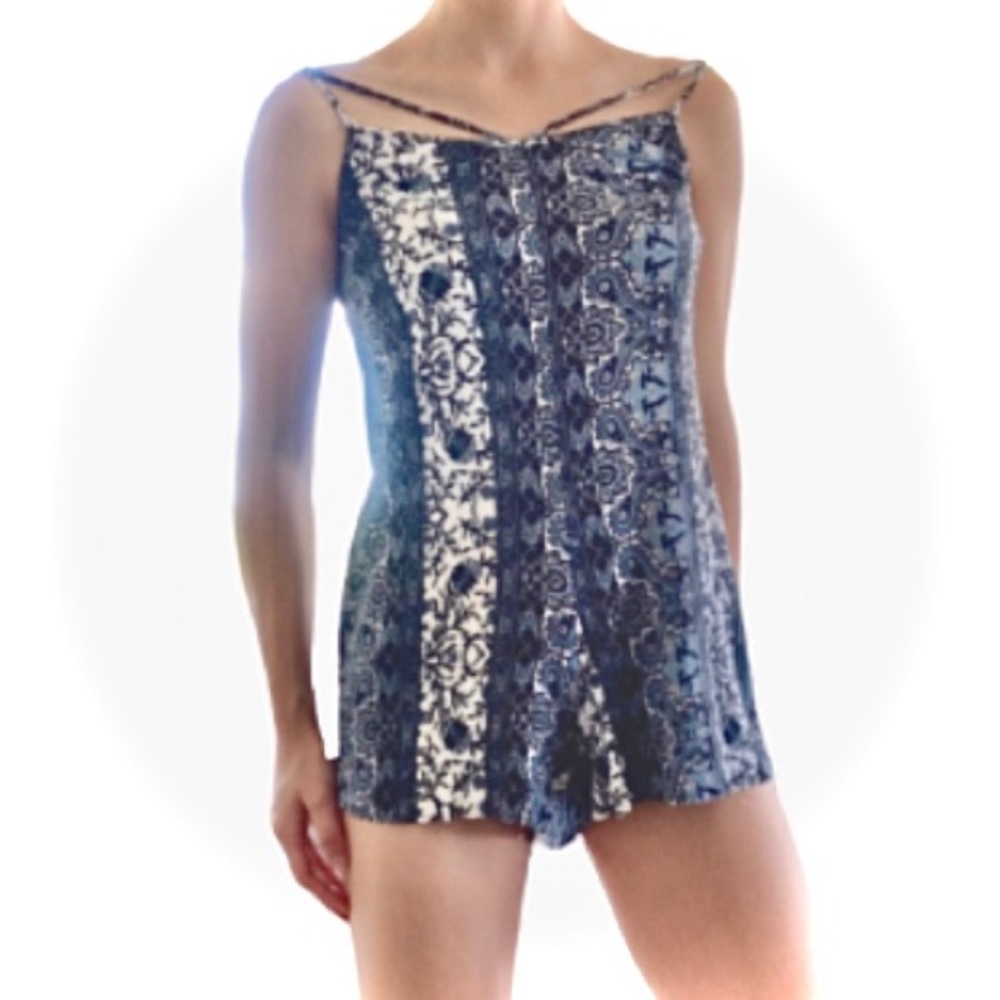 Blue Pattern Romper - image 1